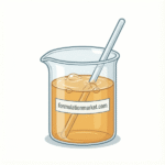 Vector illustration of industrial liquid hand soap concentrate drum being diluted into a final product beaker labeled formulationmarket.com